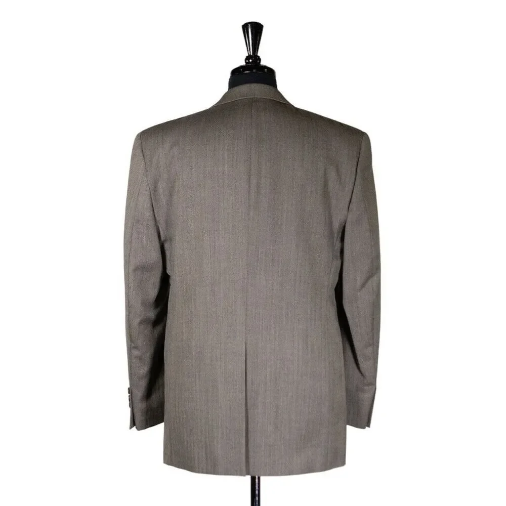 Ralph Lauren Mens Blazer Brown Herringbone Wool Lined Suit Jacket Sport Coat 38R